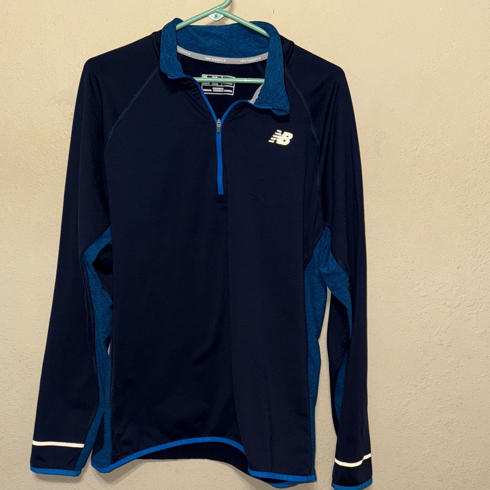 New Balance Dark Blue Half-Zip Top with blue silver Trim